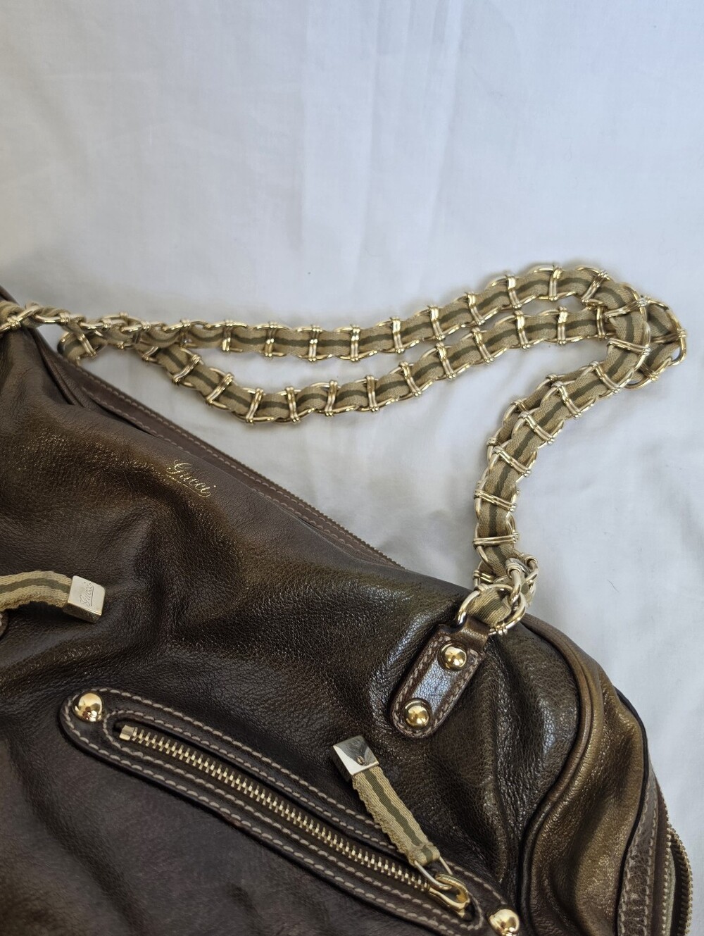 RARE GUCCI Brown Leather Large Capri Bowler Bag - Picture 3 of 11